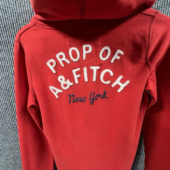 Abercrombie & Fitch NY Hoodie Sweatshirt Women Large Red Pullover Activewear Top - Picture 4 of 15